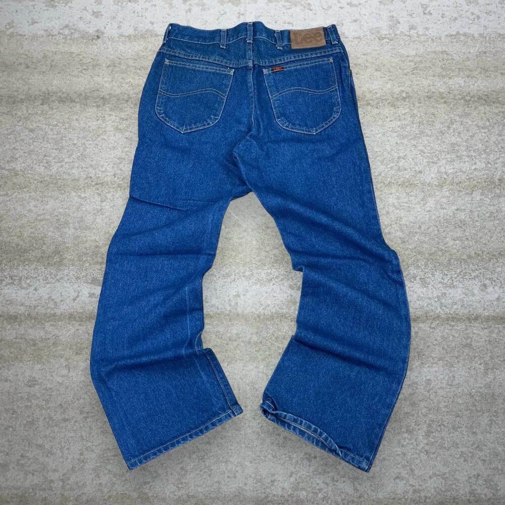 Vintage 90s Orange Tab Lee MR Jeans 33x30 Flared Medium Wash Denim Union